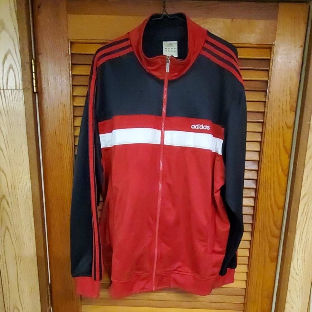 Vintage Addidas track jacket (L) - Red/Black/White